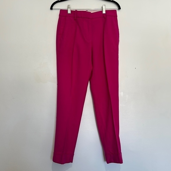 J. Crew 100% wool fuchsia trousers size 0 office business pants - Picture 1 of 5